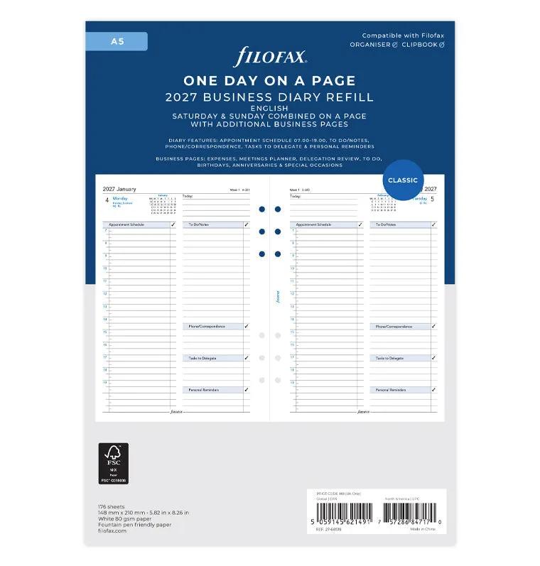 filofax-kalendereinlage-1-tag-1-seite-englisch-a5-2027 image 1
