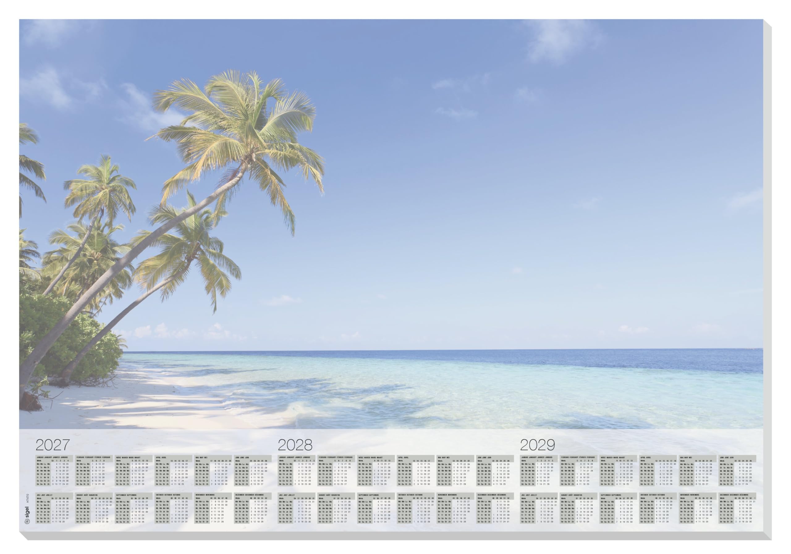 sigel-beach-papier-schreibtischunterlage-din-a2-2027-2029-palmenmotiv-30-blatt image 1