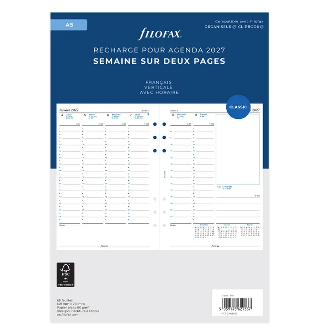 filofax-kalendereinlage-1-woche-2-seiten-franz-sisch-a5-2027 image 1