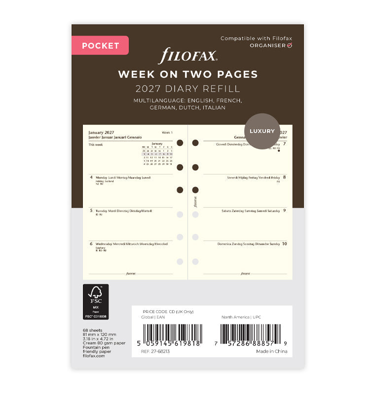 filofax-kalendereinlage-pocket-2027-1-woche-2-seiten-multilingual image 1