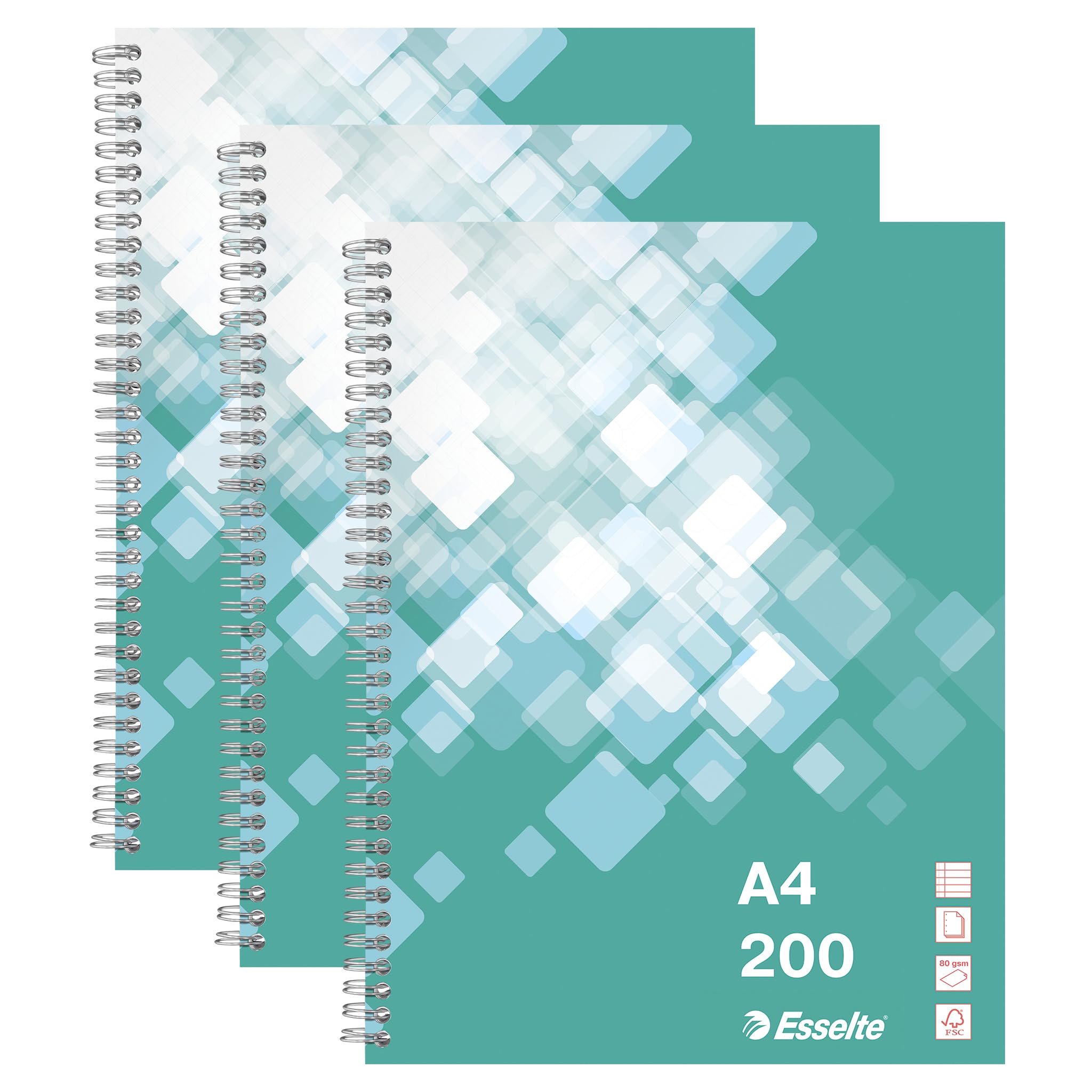 esselte-collegeblock-a4-liniert-gr-n-3er-pack-200-blatt image 1