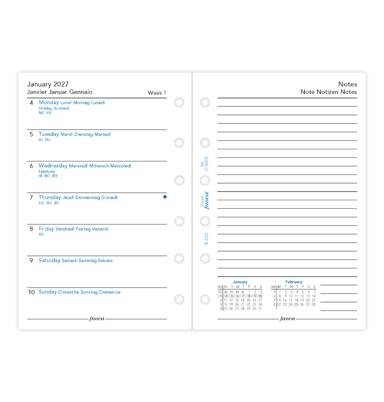 filofax-kalendereinlage-2027-pocket-1-woche-1-seite-notizen-multilingual image 4