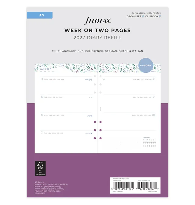 filofax-garden-kalender-a5-2027-1-woche-auf-2-seiten-horizontal image 1