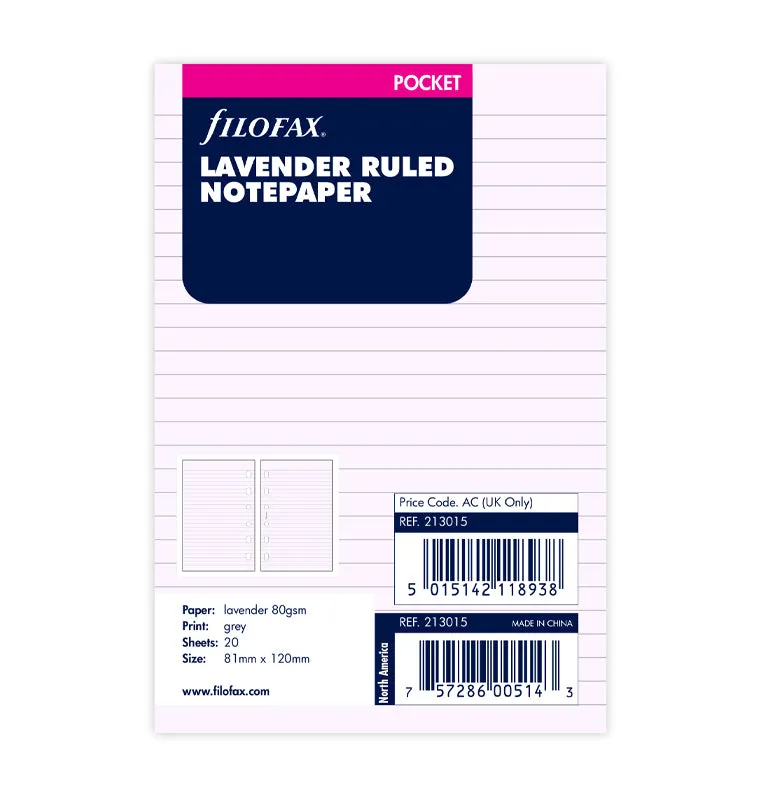filofax-notizpapier-lavendel-liniert-pocket-20-blatt-sale image 1