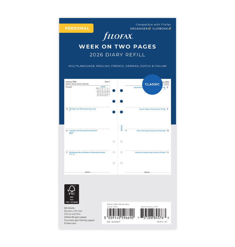 filofax-kalendereinlage-2026-personal-1-woche-2-seiten-multilingual image 1
