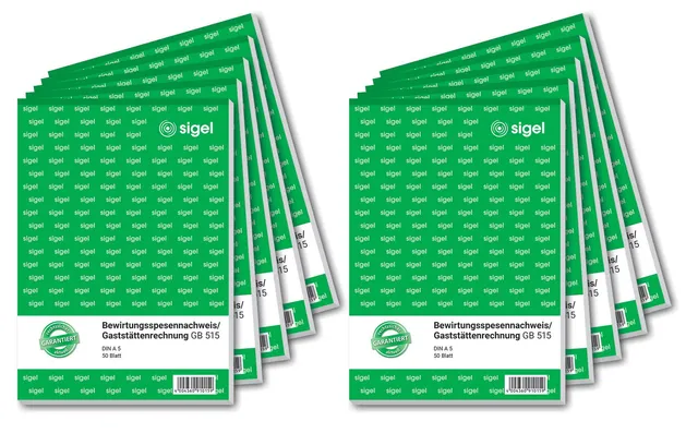 sigel-gb515-10-bewirtungsspesennachweis-a5-zweiseitig-10er-pack-50-blatt image 1