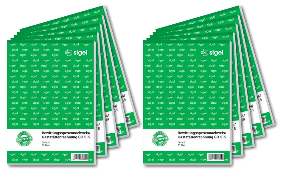 sigel-gb515-10-bewirtungsspesennachweis-a5-zweiseitig-10er-pack-50-blatt image 1