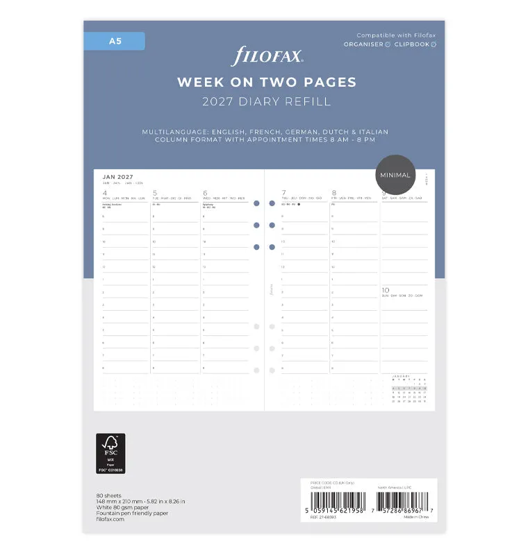 filofax-minimal-kalendereinlage-a5-2027-1-woche-2-seiten-vertikal image 1