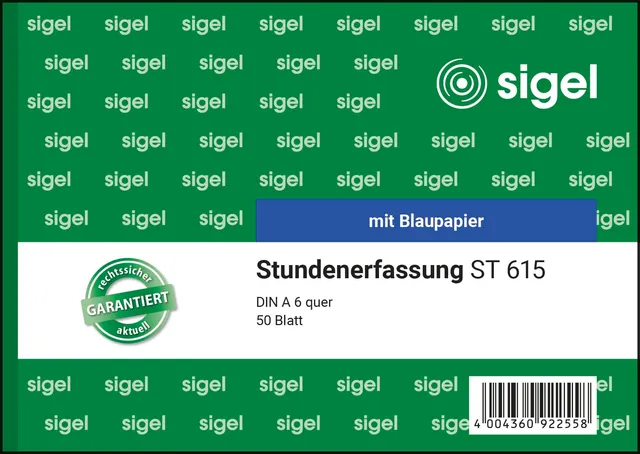 sigel-st615-stundenerfassung-a6-quer-50-blatt-mit-blaupapier image 1