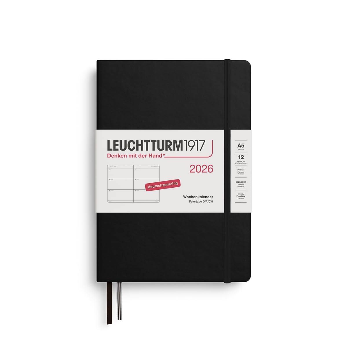 leuchtturm1917-wochenkalender-medium-a5-2026-schwarz-deutsch image 1