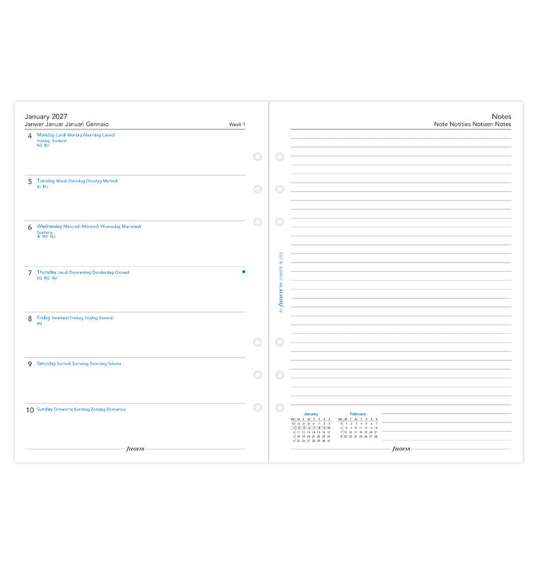 filofax-kalendereinlage-2027-a5-1-woche-1-seite-notizen-multilingual image 4