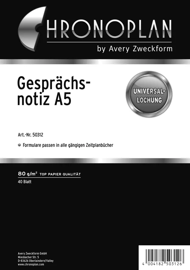 chronoplan-50312-gespr-chsnotiz-einlagen-a5-40-blatt-nachf-llpack image 1