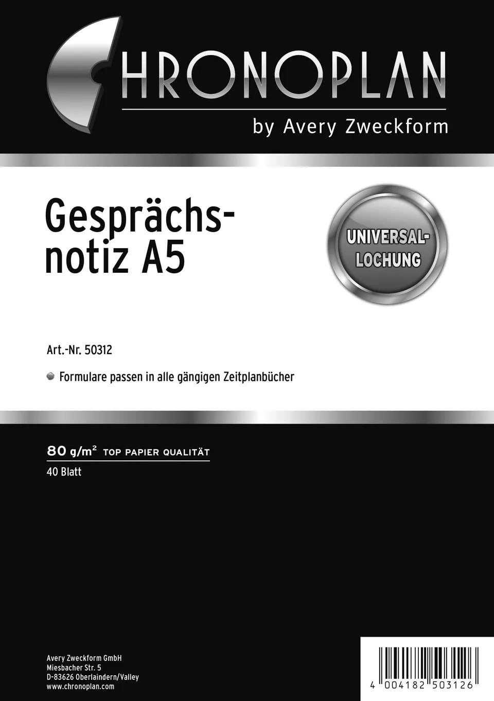 chronoplan-50312-gespr-chsnotiz-einlagen-a5-40-blatt-nachf-llpack image 1