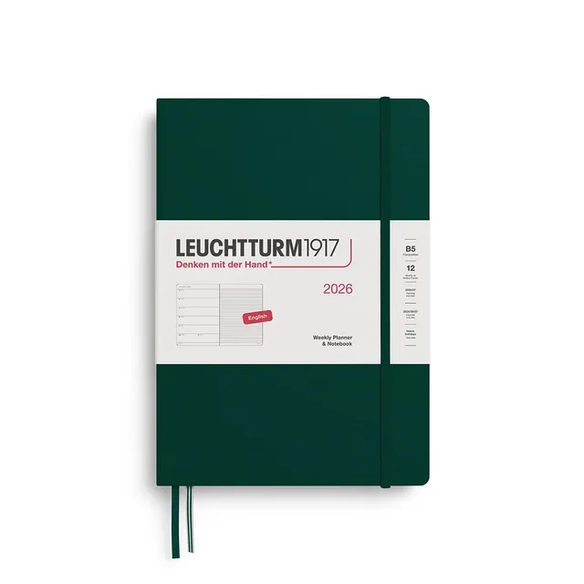 leuchtturm1917-wochenkalender-notizbuch-2026-composition-b5-hardcover-forest-gre image 1