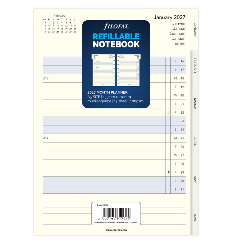filofax-notebook-monatsplaner-a5-2027-multilingual-mit-tabs image 1
