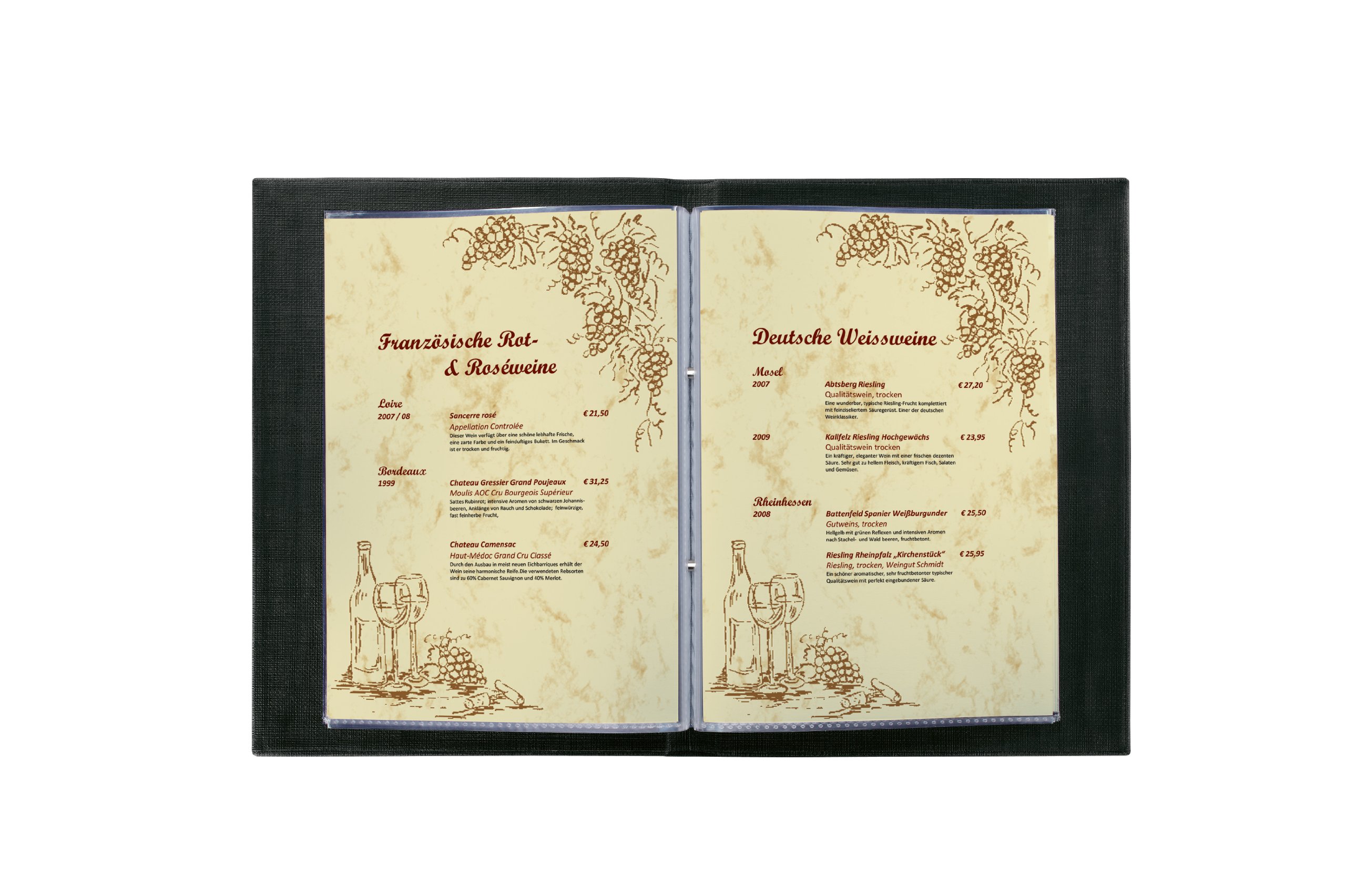 sigel-sm136-5-speisekarten-mappe-a5-schwarz-5er-pack-buchschrauben image 2