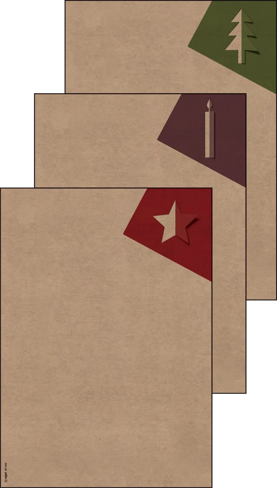 sigel-weihnachtsbriefpapier-cut-out-stil-a4-25-blatt-kraftpapier image 1