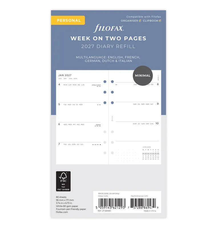 filofax-minimal-kalender-personal-2027-1-woche-2-seiten image 1