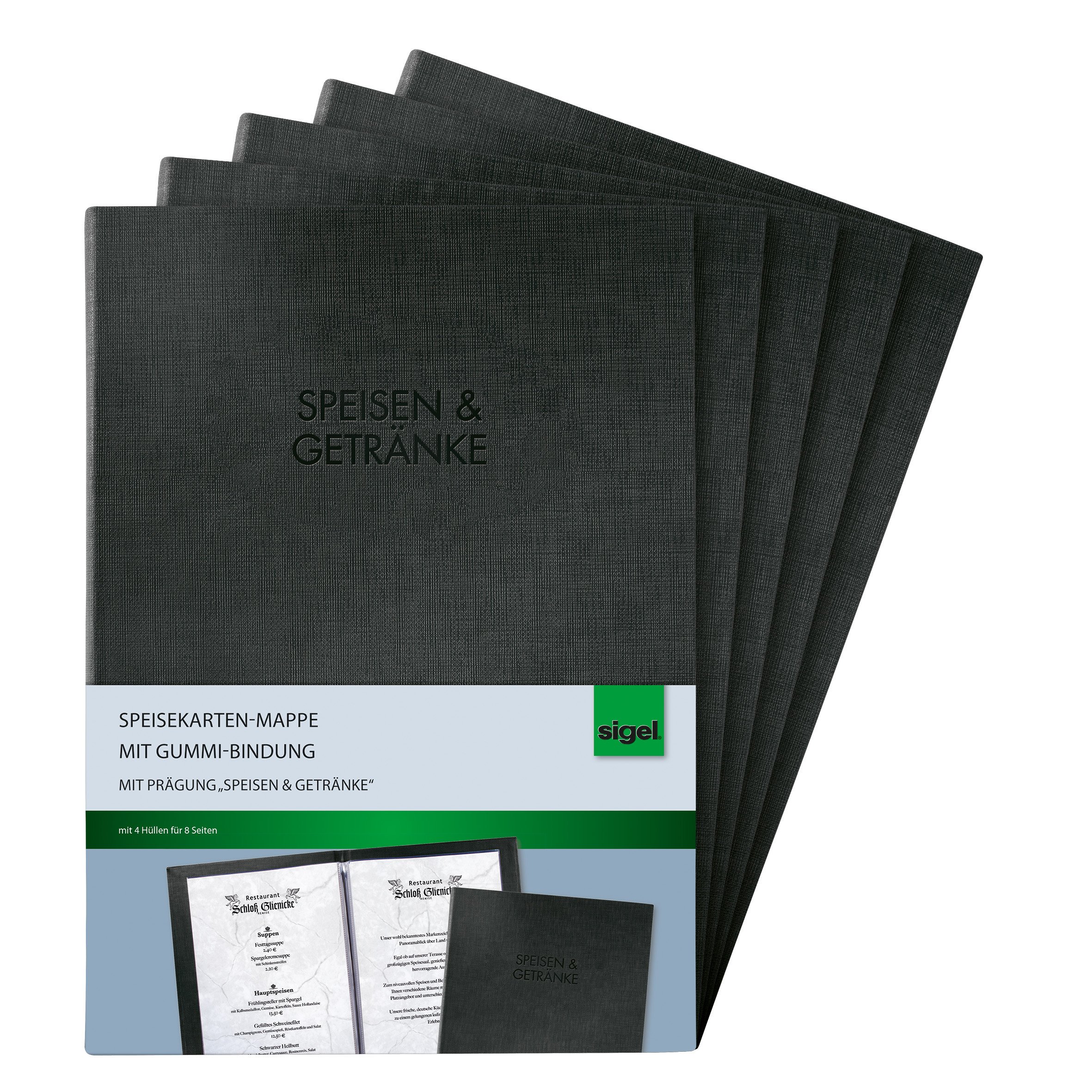 sigel-sm111-5-speisekarten-mappen-a4-mit-gummi-bindung-schwarz-5er-pack image 1