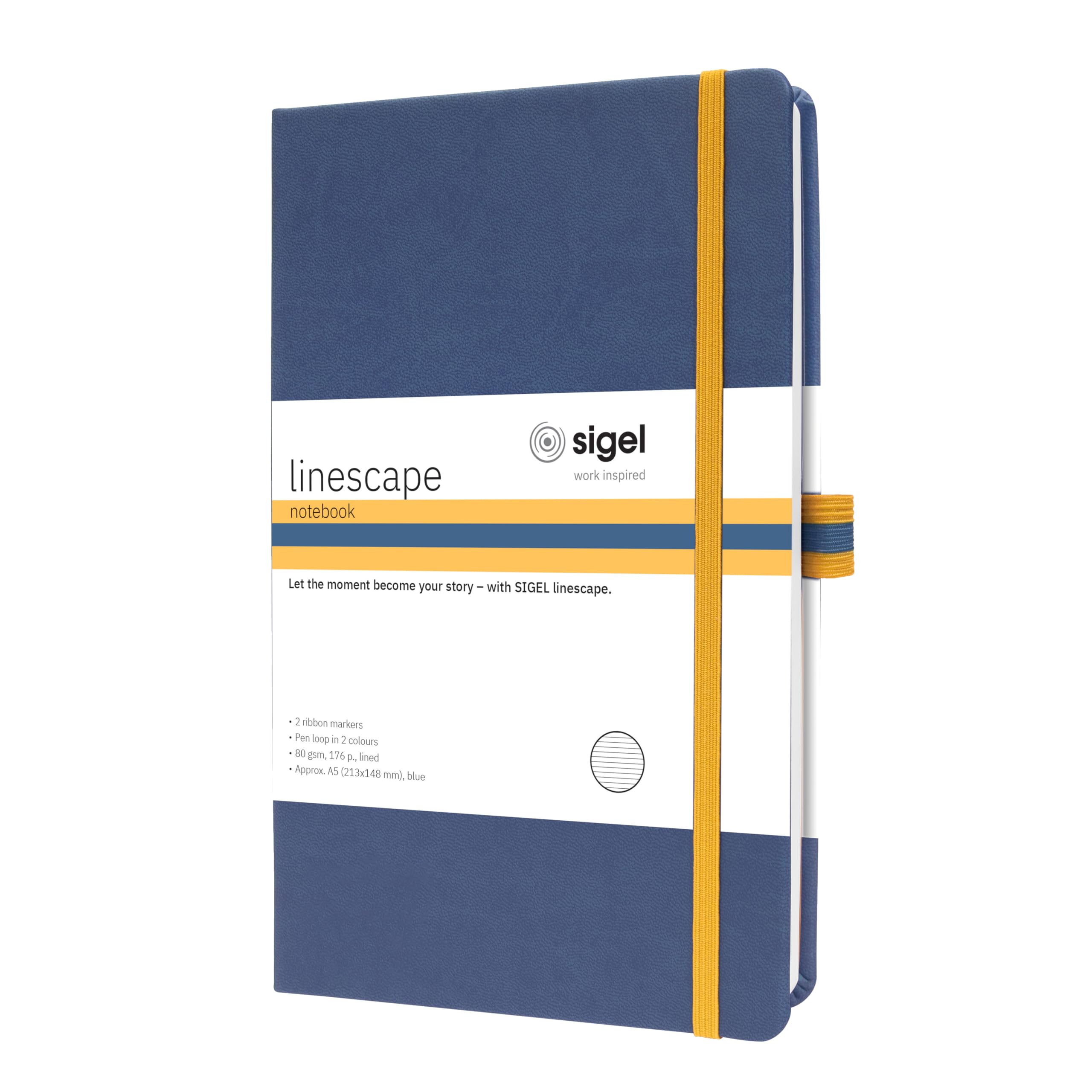 sigel-linescape-notizbuch-a5-liniert-hardcover-blau-gelb-176-seiten-vegan image 7