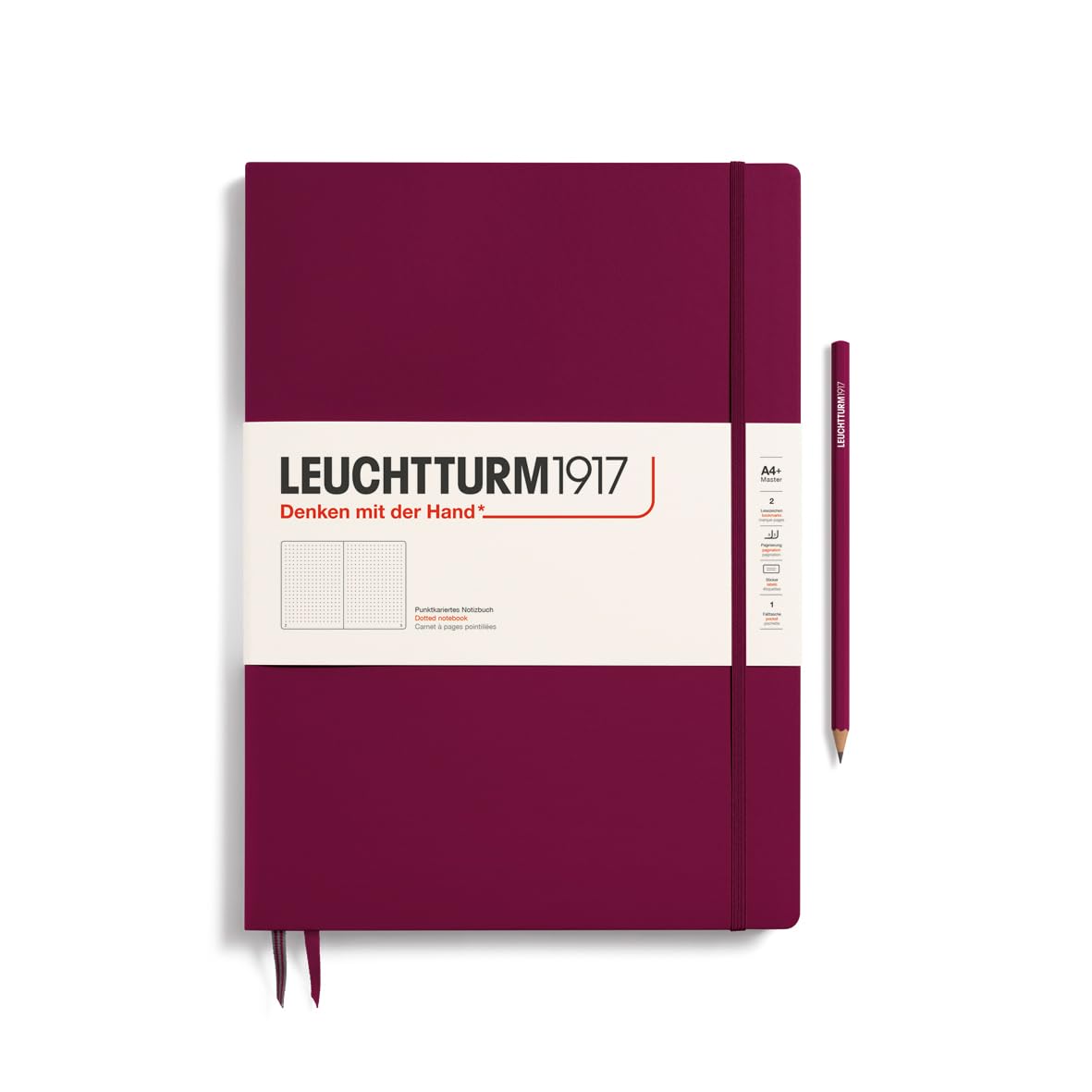 leuchtturm1917-master-slim-a4-hardcover-port-red-dotted-123-seiten image 1