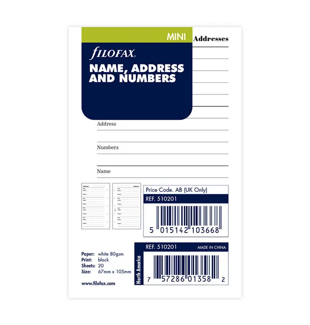 filofax-kontakteinlage-mini-englisch-wei-20-blatt image 1