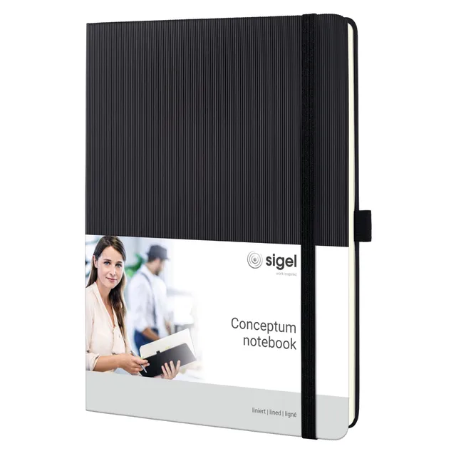 sigel-conceptum-premium-notizbuch-b5-liniert-schwarz-hardcover-194-seiten-co110 image 1