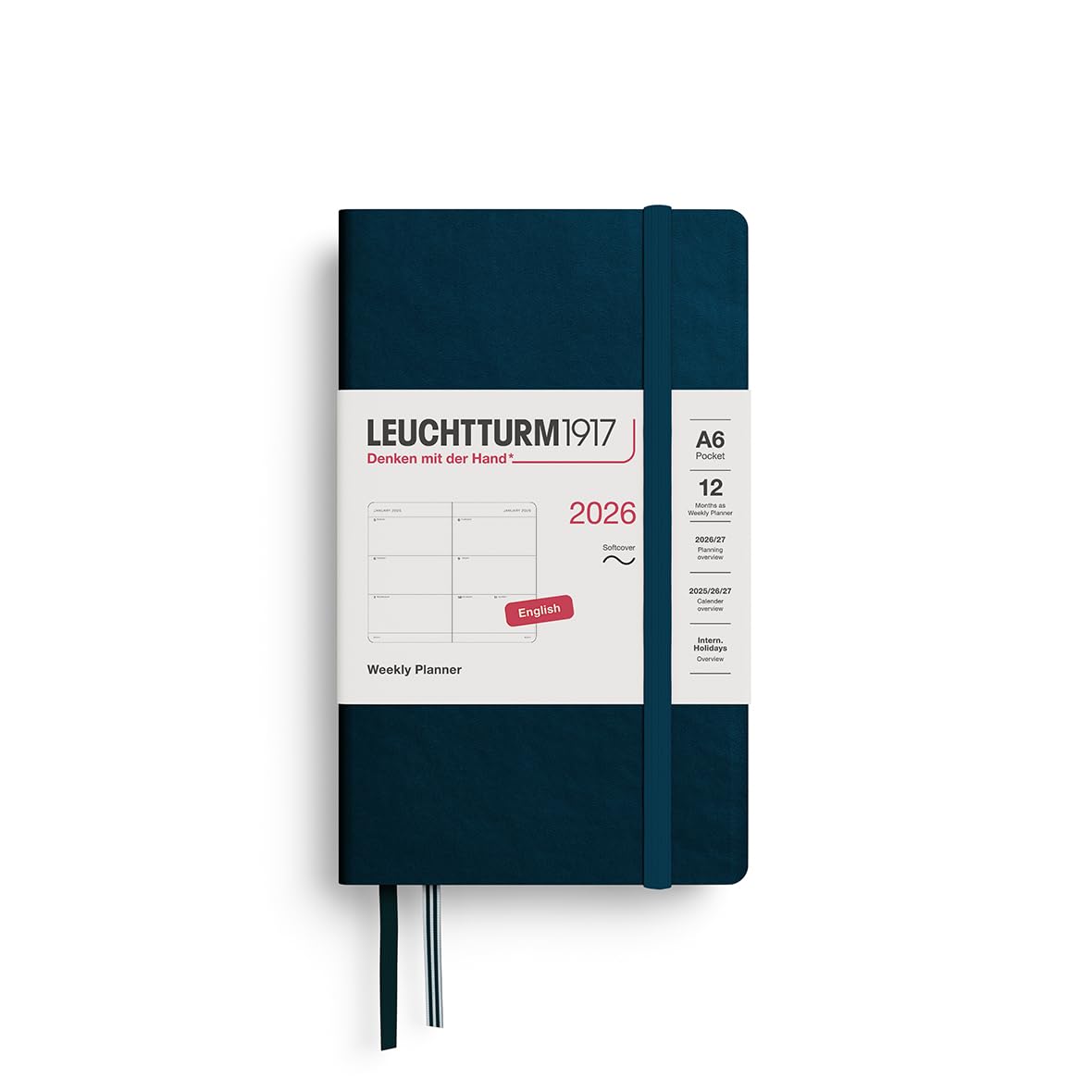 leuchtturm1917-wochenkalender-pocket-a6-2026-softcover-deep-sea-englisch-372750 image 1