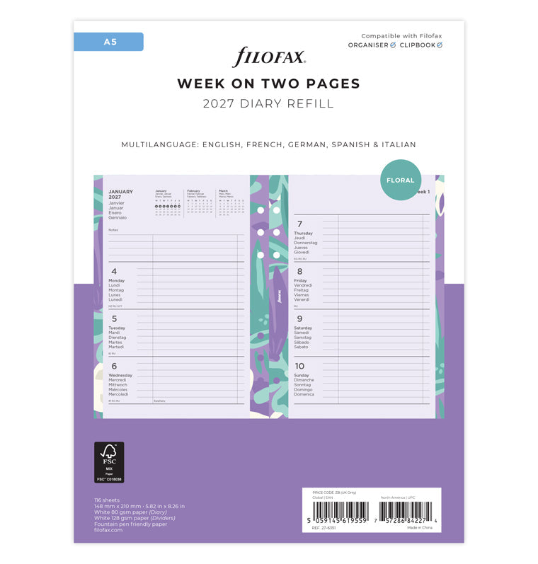 filofax-2027-illustrated-diary-pack-a5-1-woche-2-seiten-multilingual image 1