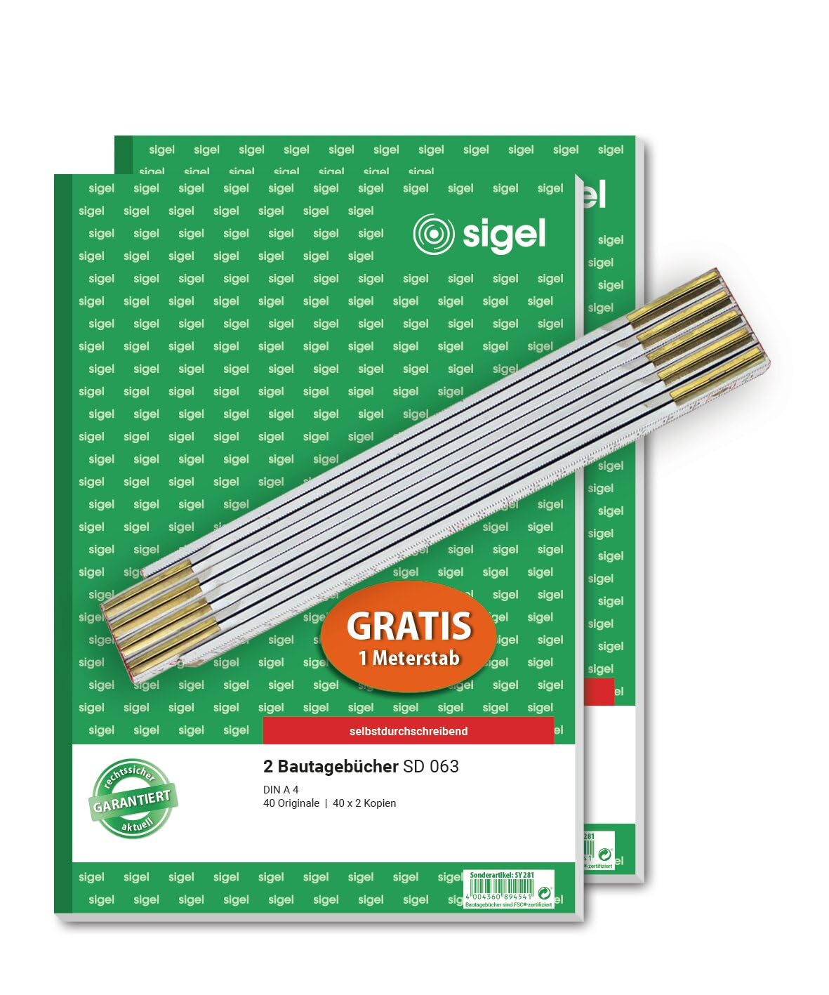 sigel-bautagebuch-sd063-a4-2er-set-selbstdurchschreibend-mit-meterstab image 1