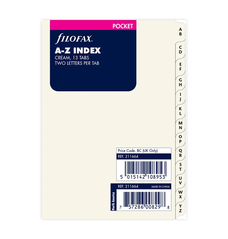 filofax-a-z-register-cream-pocket-organiser-register image 1