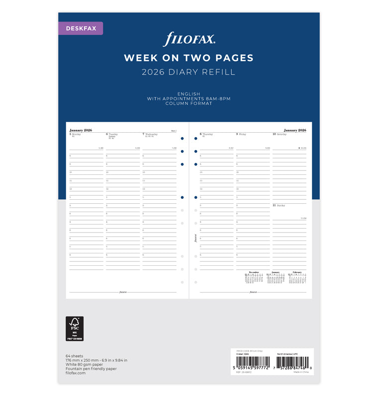filofax-kalendereinlage-2026-deskfax-1-woche-2-seiten-englisch image 1