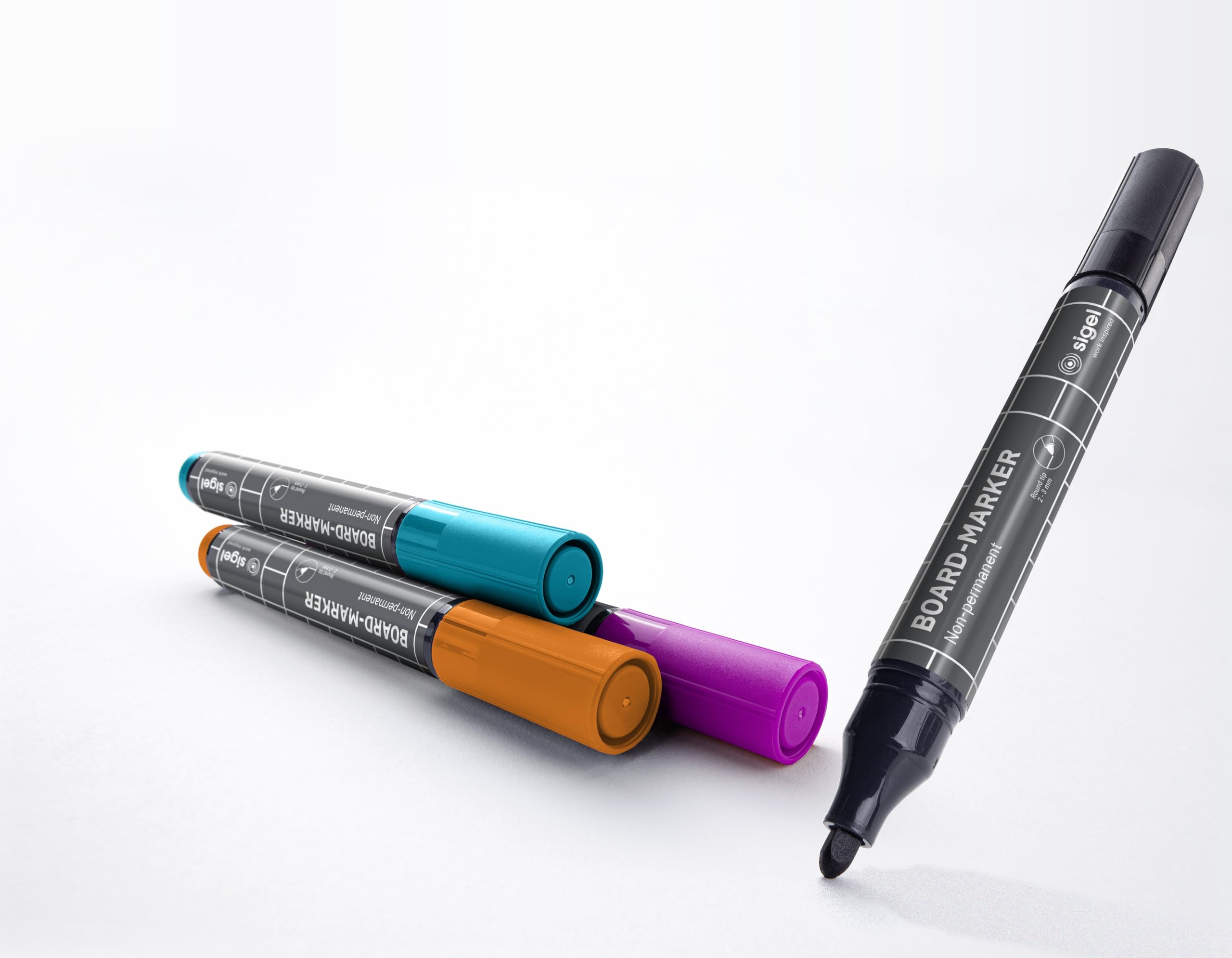 sigel-board-marker-set-4-st-ck-rundspitze-2-3-mm-schwarz-t-rkis-magenta-orange image 2