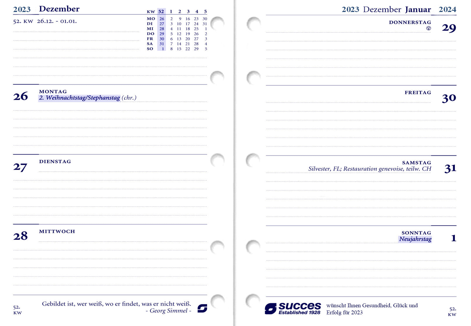 time-system-succes-mini-kalender-2026-deutsch-7-tage-auf-2-seiten image 2