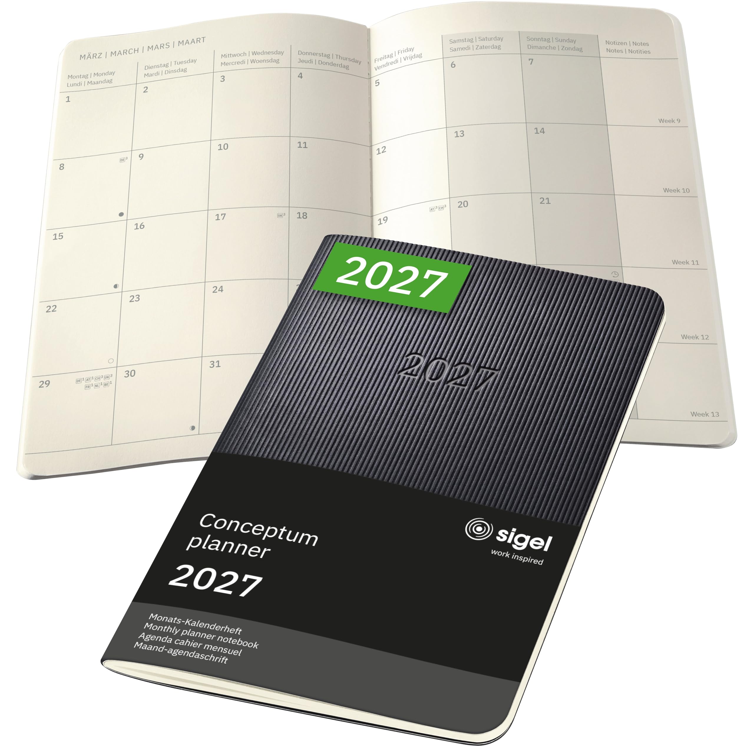 sigel-conceptum-monatsplaner-2027-a6-softcover-schwarz image 1