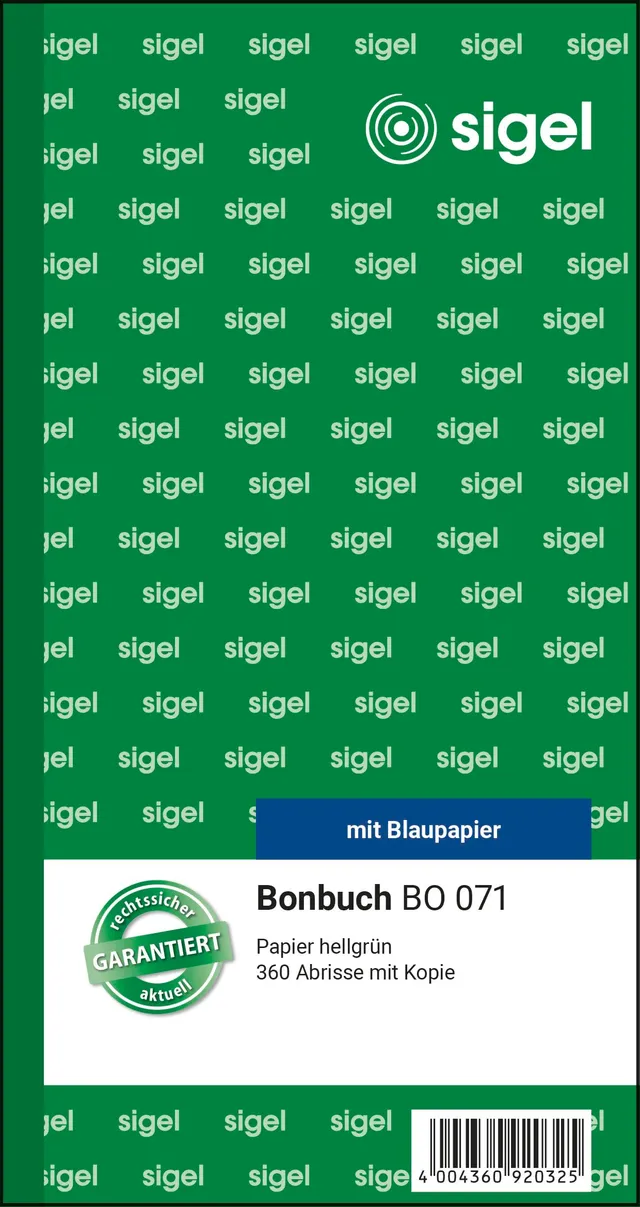 sigel-bo071-bonbuch-bonblock-gr-n-360-abrisse-10-5-x-20-cm-2x60-blatt image 1