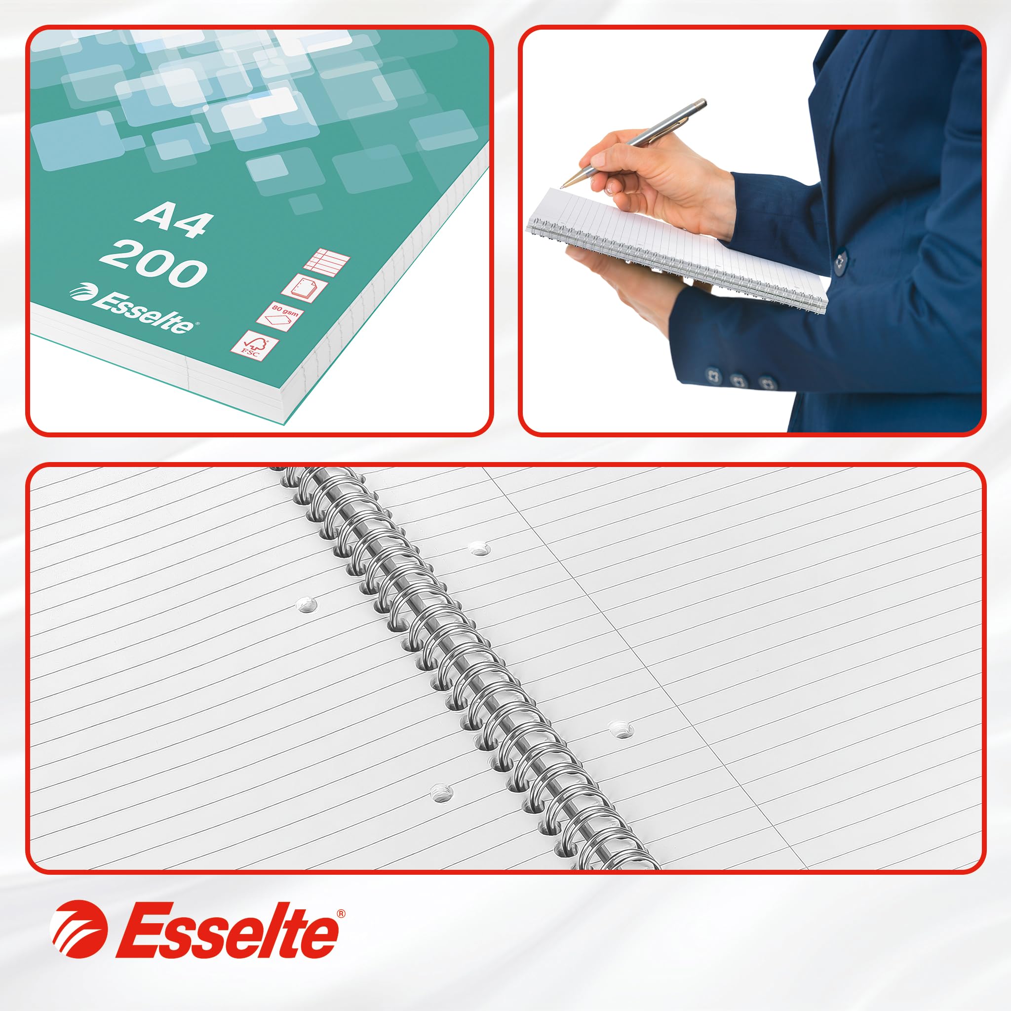 esselte-collegeblock-a4-liniert-gr-n-3er-pack-200-blatt image 5
