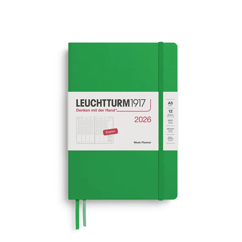 leuchtturm1917-wochenplaner-medium-a5-2026-spring-leaf-englisch image 1