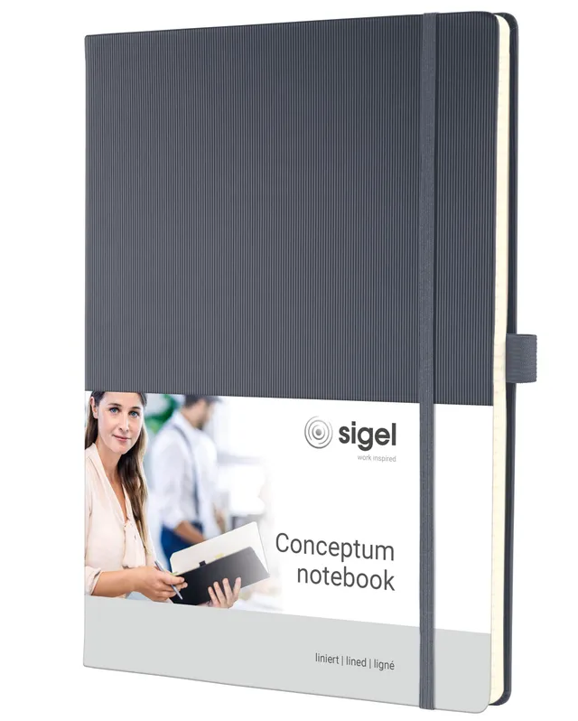 sigel-conceptum-notizbuch-a4-liniert-grau-hardcover-194-seiten image 1