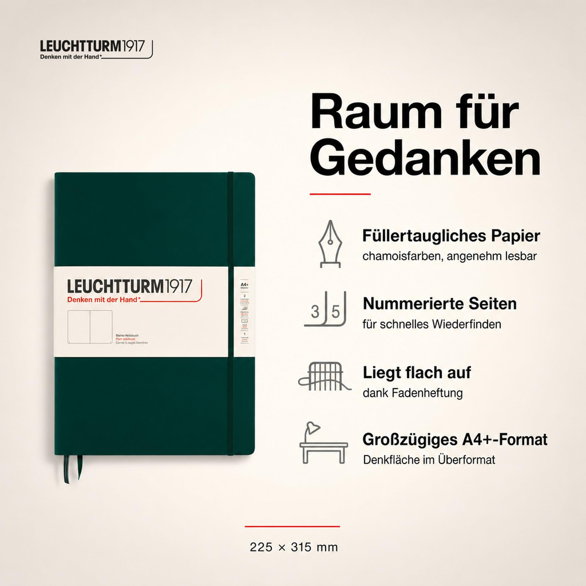 leuchtturm1917-370263-notizbuch-master-classic-a4-hardcover-blanko-forest-green image 2