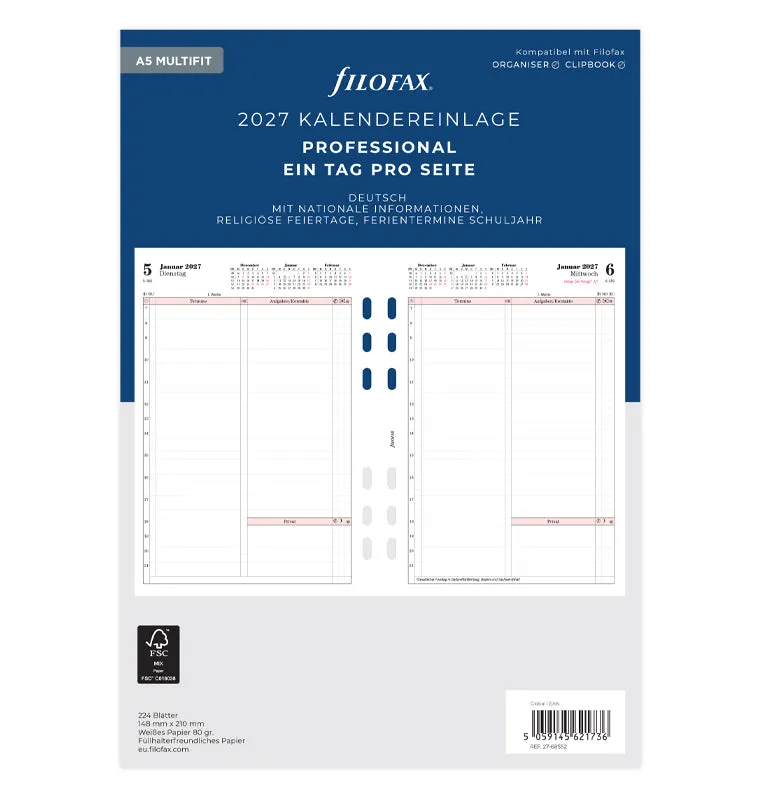 filofax-tageskalender-1-tag-1-seite-professional-deutsch-a5-2027 image 1