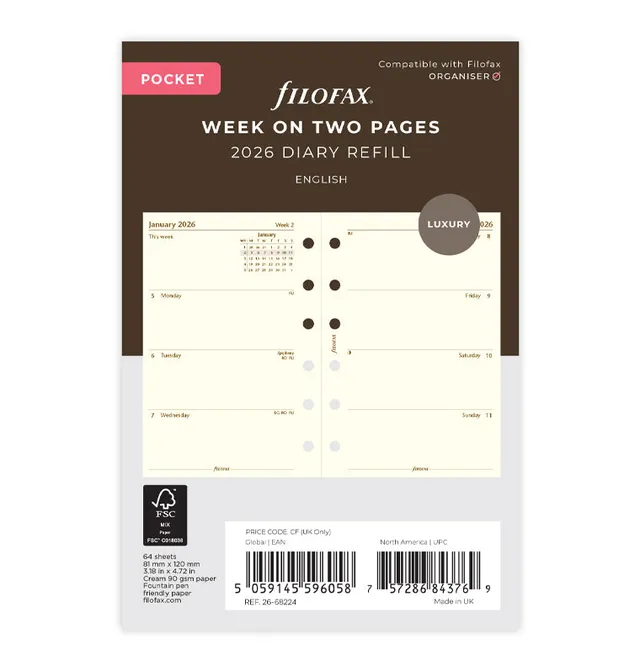 filofax-kalendereinlage-1-woche-2-seiten-englisch-cotton-cream-pocket-2026 image 1