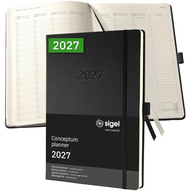 sigel-conceptum-planungsbuch-2027-a4-wochenplaner-vertikal-schwarz image 1