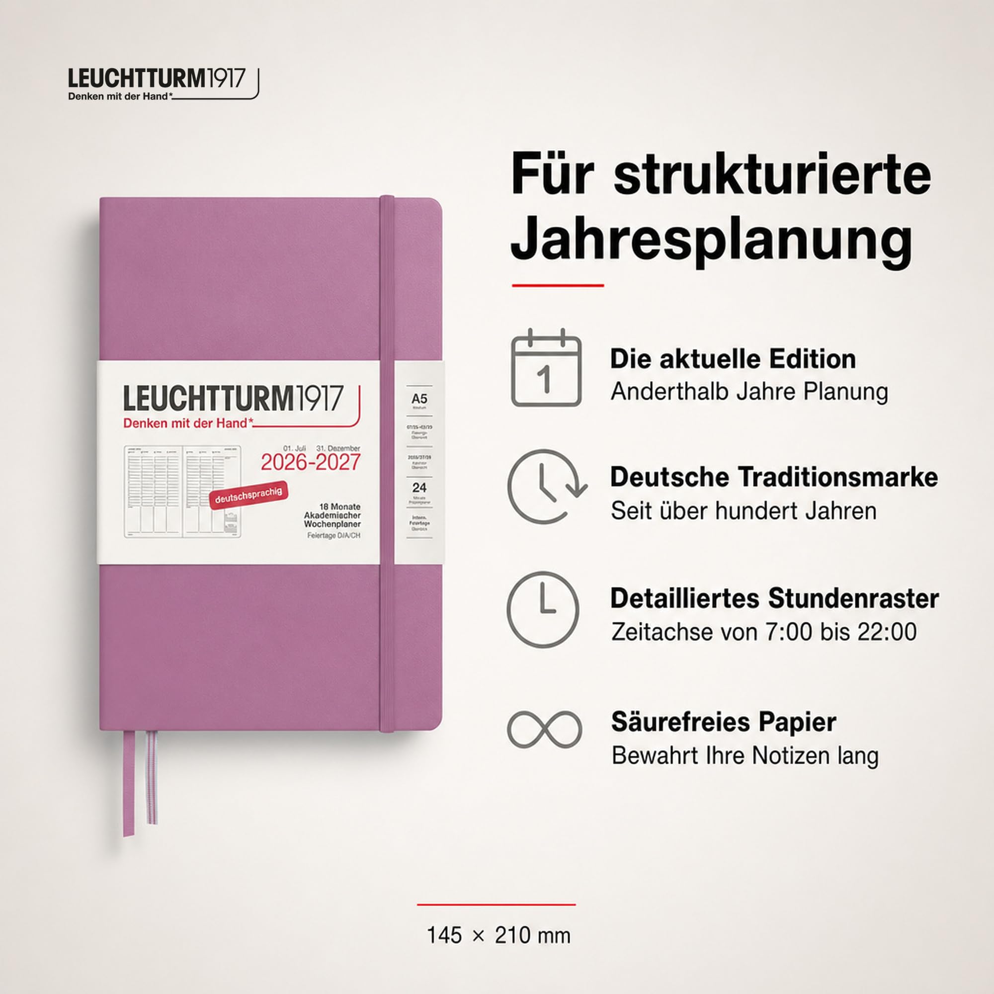 leuchtturm1917-wochenplaner-medium-a5-18-monate-2026-2027-dusty-rose-deutsch image 2