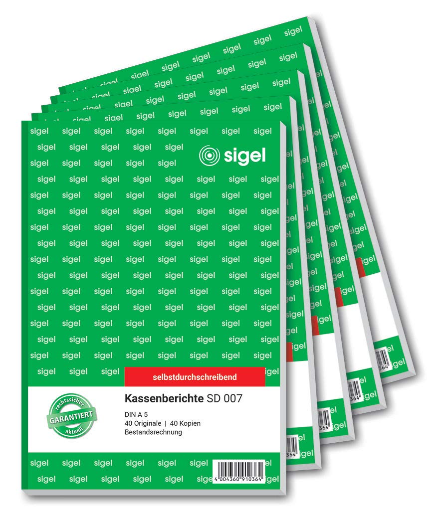 sigel-sd007-5-kassenbericht-bestandsrechnung-a5-selbstdurchschreibend-5er-pack image 1