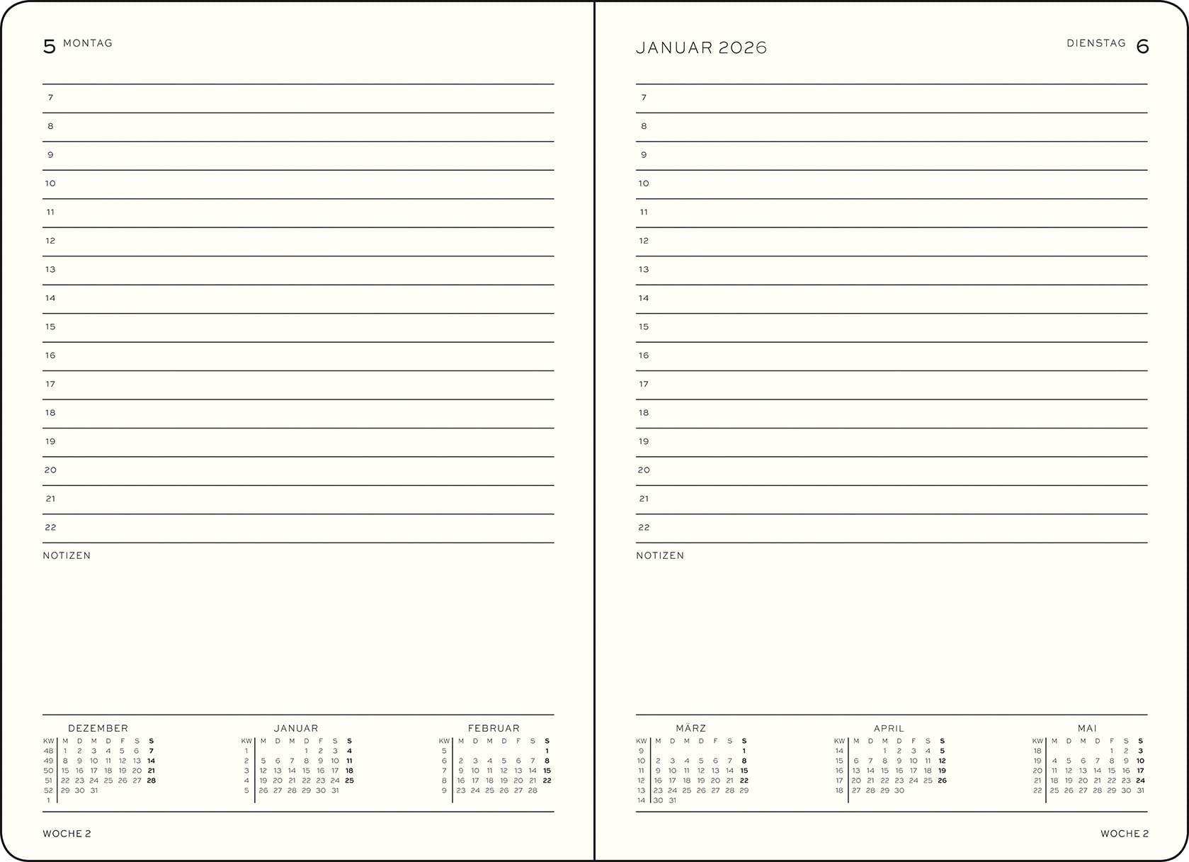 leuchtturm1917-tageskalender-medium-a5-2026-schwarz-deutsch image 2