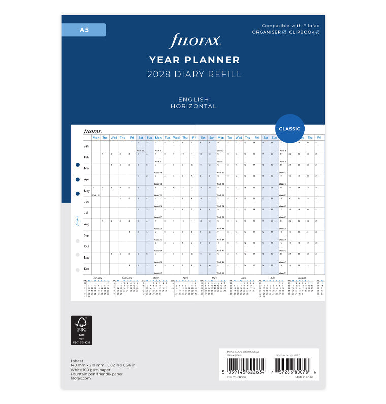 filofax-jahresplaner-englisch-a5-2028-leporello-einlage image 1