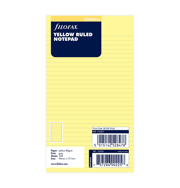 filofax-notizblock-gelb-liniert-personal-100-blatt image 1