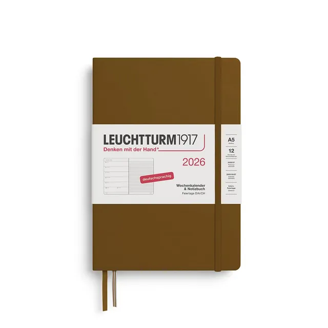 leuchtturm1917-wochenkalender-notizbuch-medium-a5-2026-spice-brown-deutsch image 1