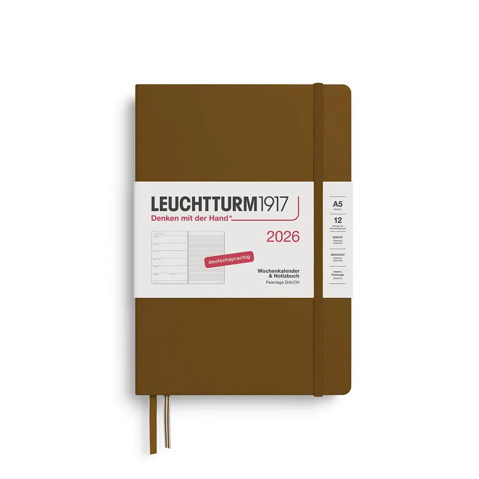 leuchtturm1917-wochenkalender-notizbuch-medium-a5-2026-spice-brown-deutsch image 1